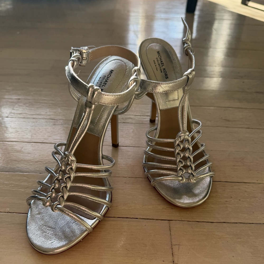 Michael Kors Metallic Silver Chain Heels